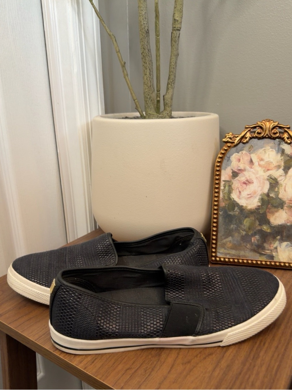 Lauren Ralph Lauren Jinny Black Woven Slip On Sneakers Women’s 9.5B - Picture 4 of 9